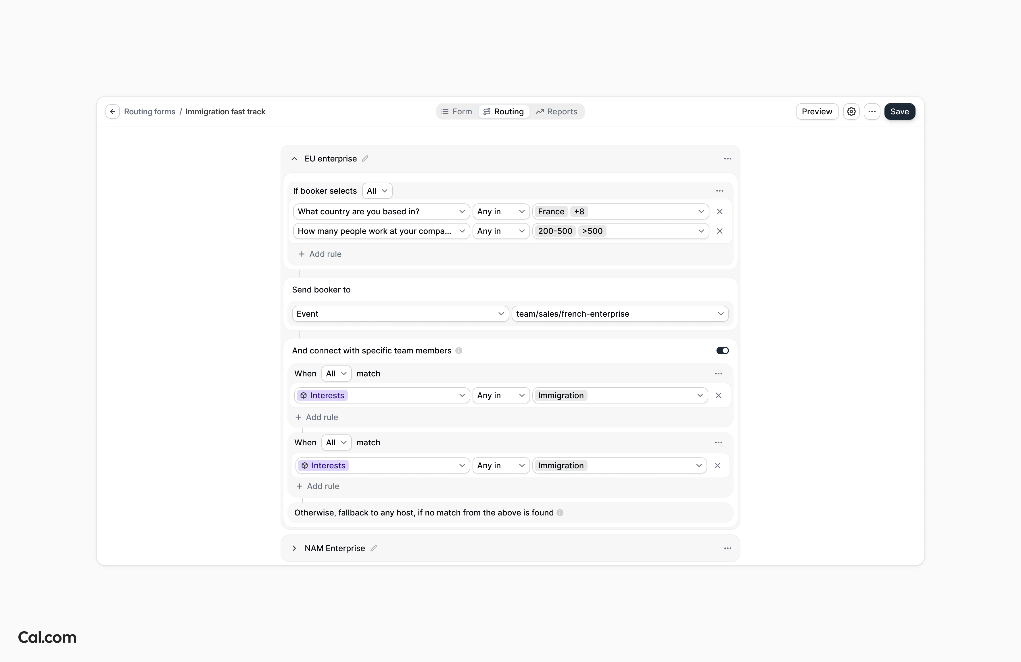 Cal.com Web App Routing Forms