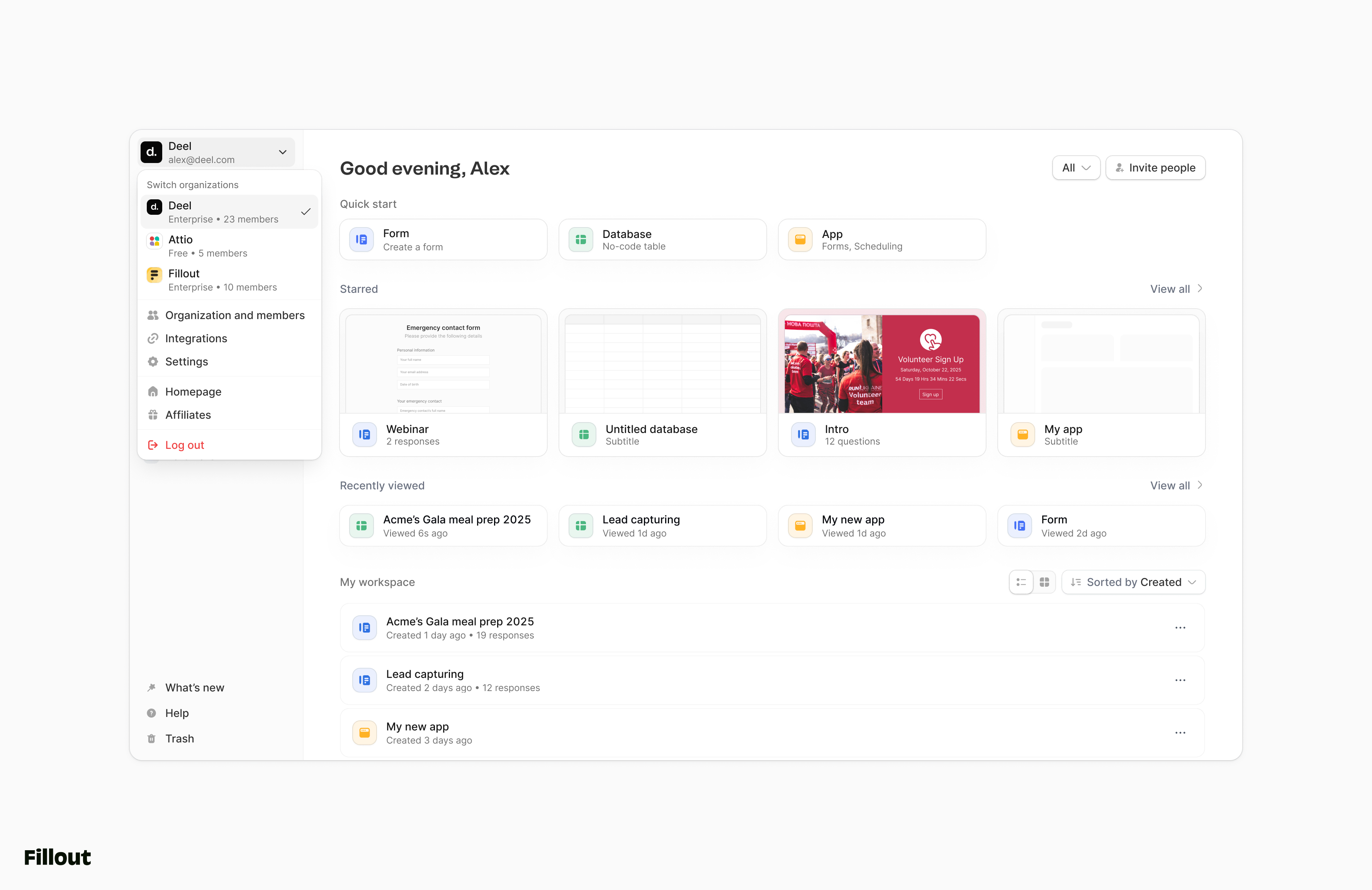 Fillout Web App