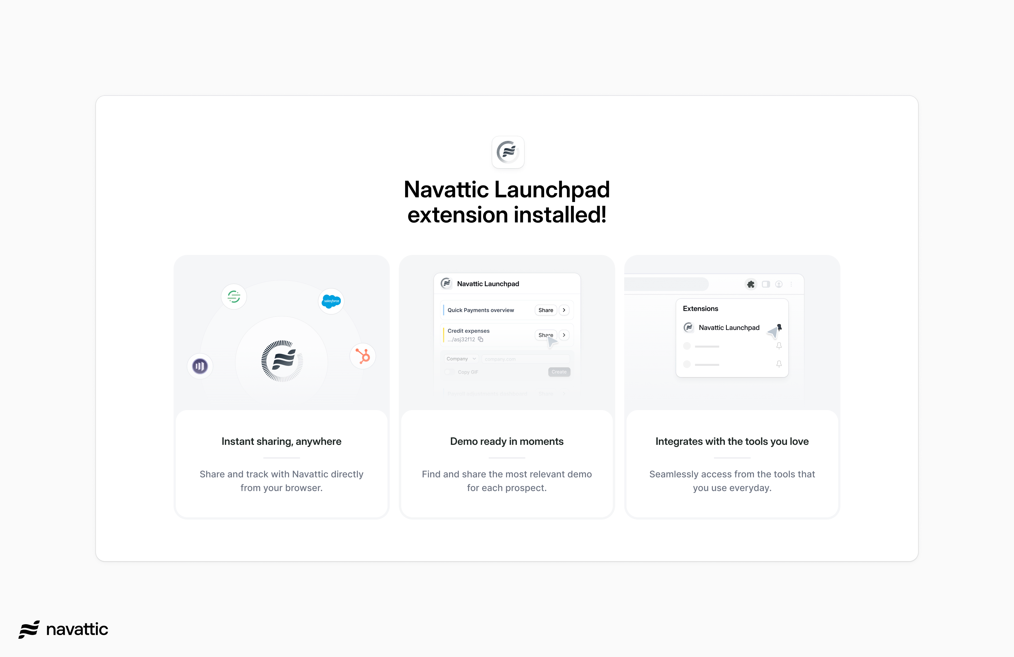 Navattic Web App - Chrome Extension Installed